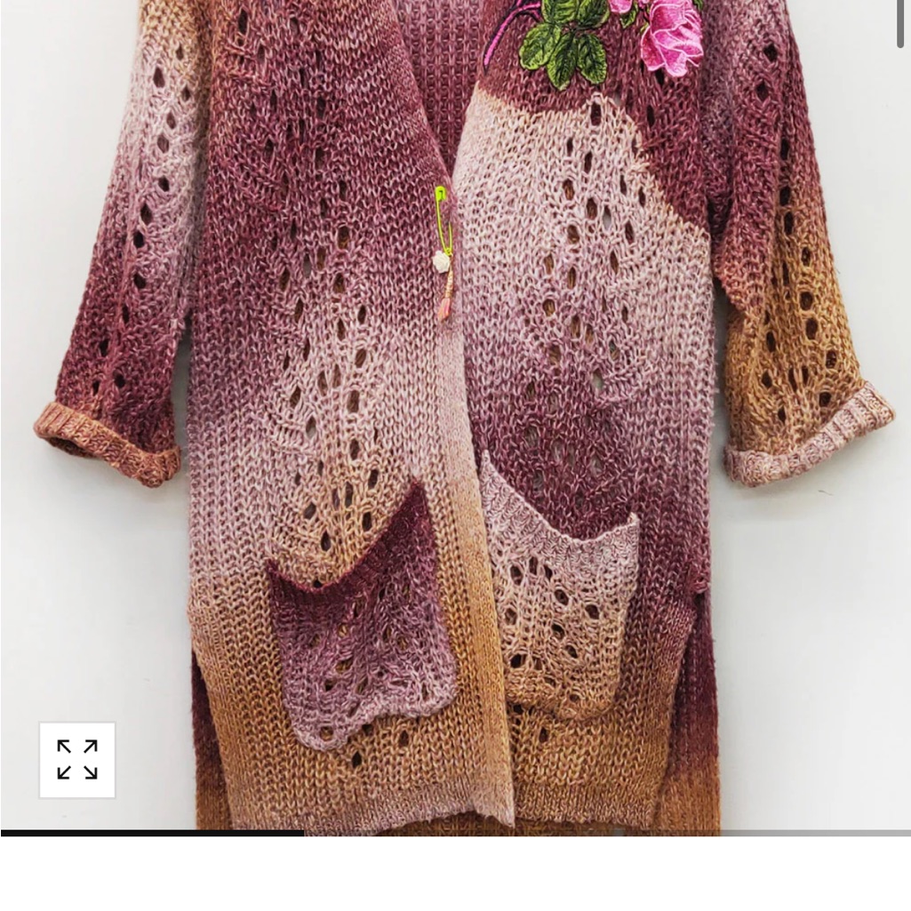 Aratta Multicolor Knit Cardigan With Floral Embroidery